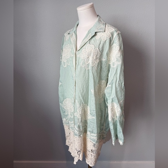 POL Mint Green Floral Lace Top - Picture 5 of 6